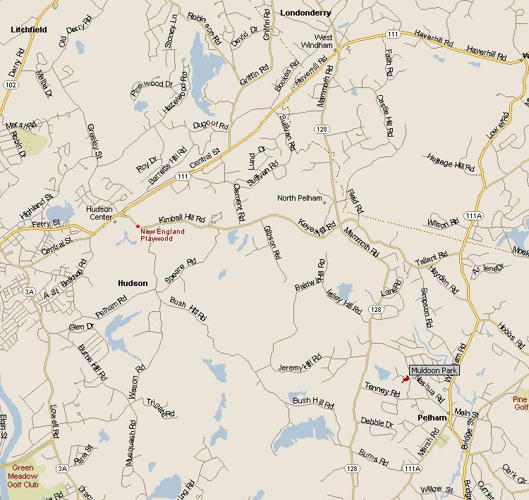 Closeup map of streets around Muldoon Park